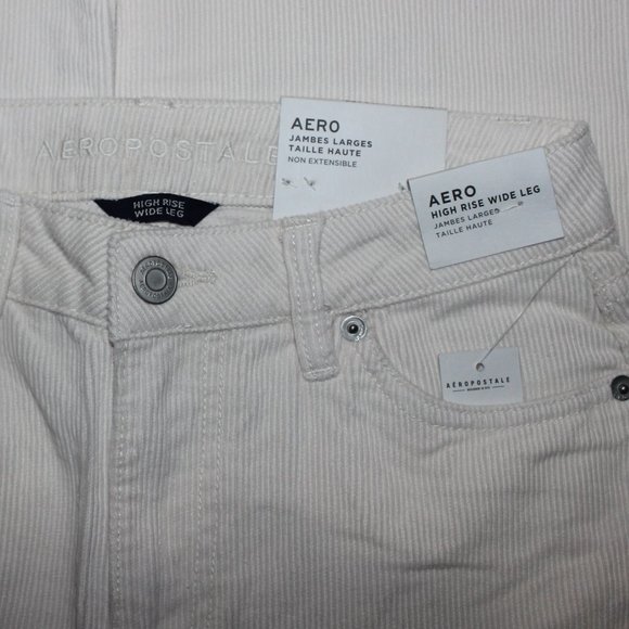 Aeropostale High-Rise Wide Leg Corduroy Pants Women White - Picture 4 of 4